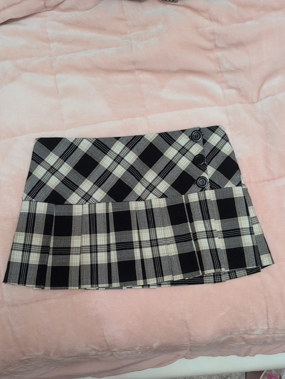Vintage 2000s Plaid Skirt Black And White Papaya